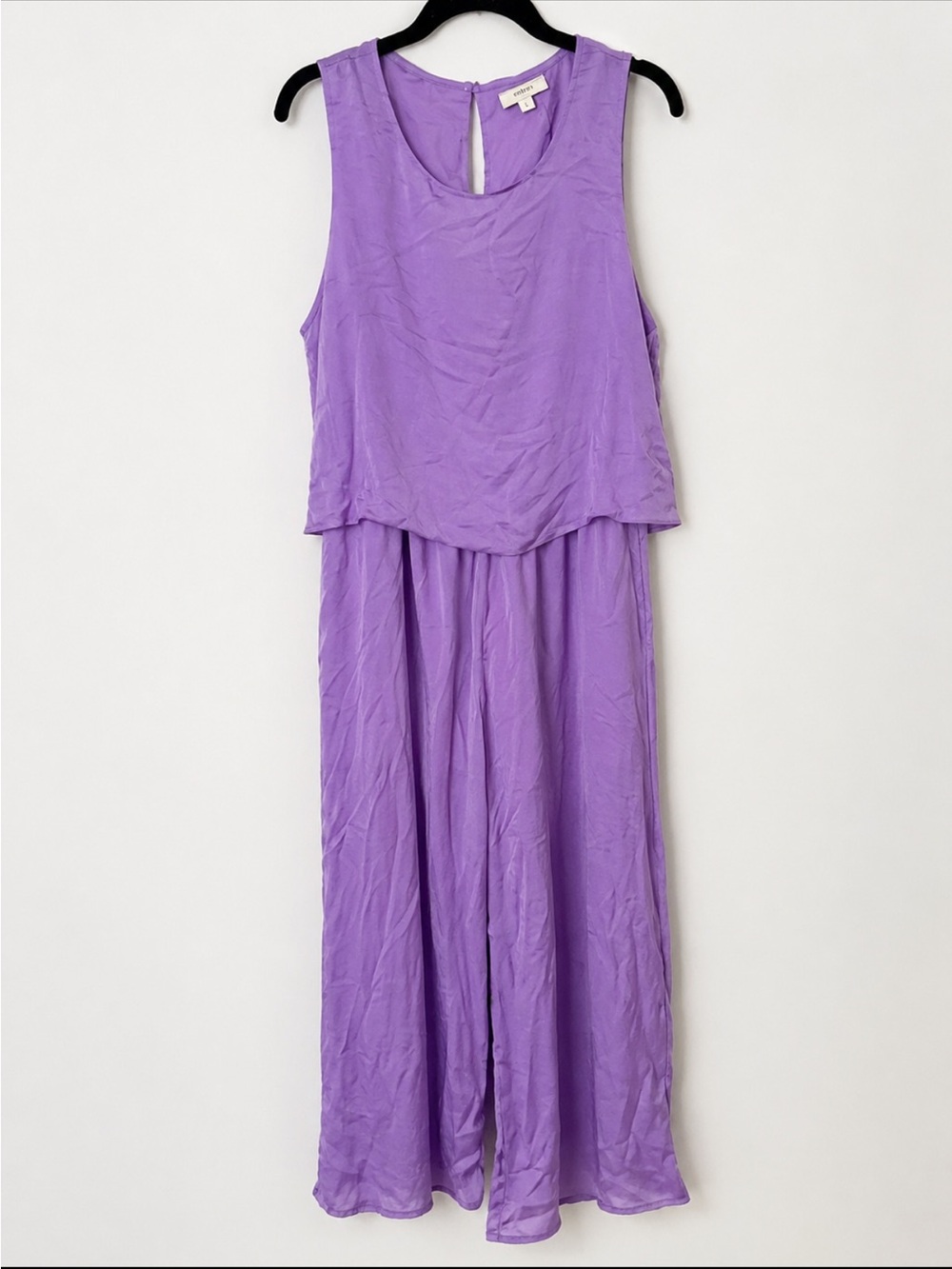 Entro Purple Wide Leg Jumpsuit Sleeveless Flowy Stretchy Size Large EUC